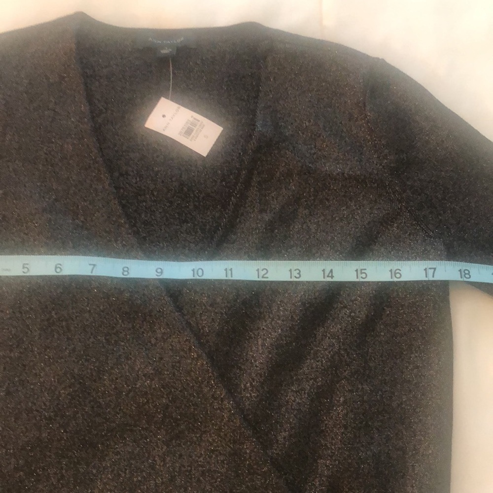 NWT Ann Taylor Vneck long sleeve dressy sweater black with sparkles size small - Picture 6 of 10